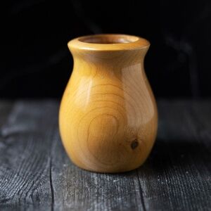 Myrtle wood round vase glass insert Oregon vintage mid century modern MCM